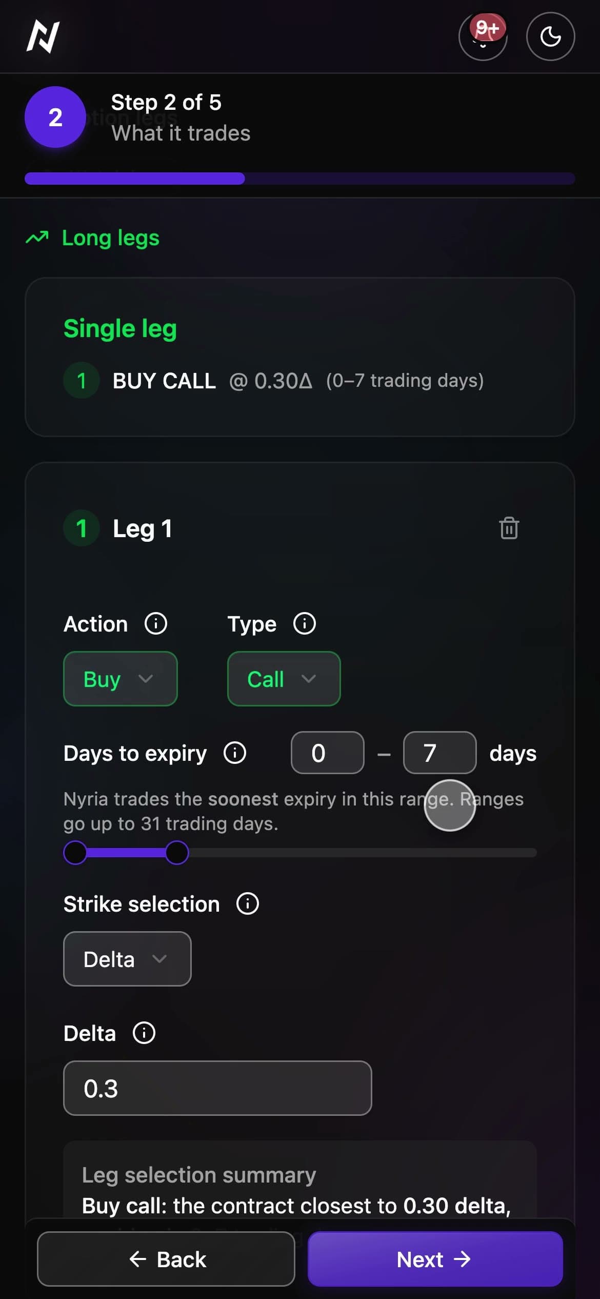 A second option leg added and set to sell at 0.15 delta to make a vertical spread, then Private, IWM and Create draft